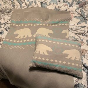 Land of Nod polar bear pillow and blanket